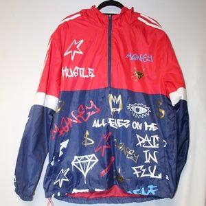Bleeker & Mercer Graffiti 1/2 Zip Windbreaker Jacket.  Sz. XL